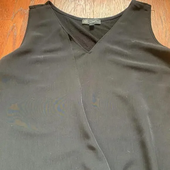 DG2 by Diane Gilman XS Navy Blue Chambray Tank Top Layer Sleeveless - Picture 3 of 10